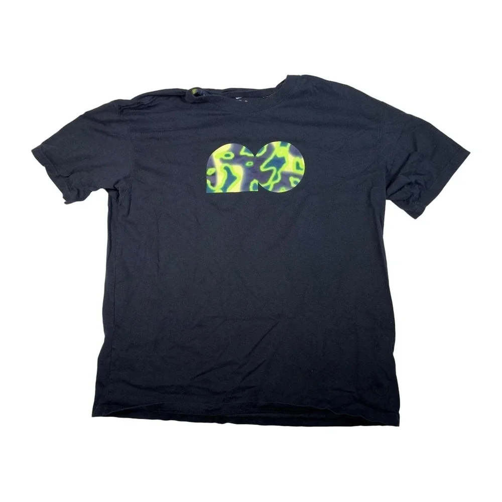 Nike Tee Black Loose Fit Men's T-Shirt Graphic Print Size L Green Electric Wave